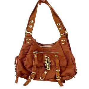 brown and gold nylon mos cowgirl george gina lucy german handbag